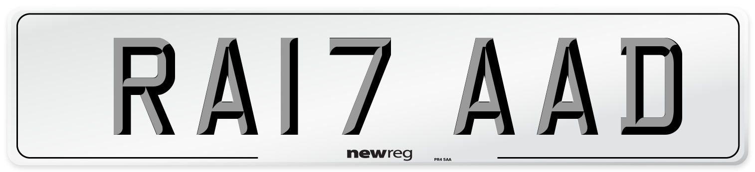 RA17 AAD Number Plate from New Reg